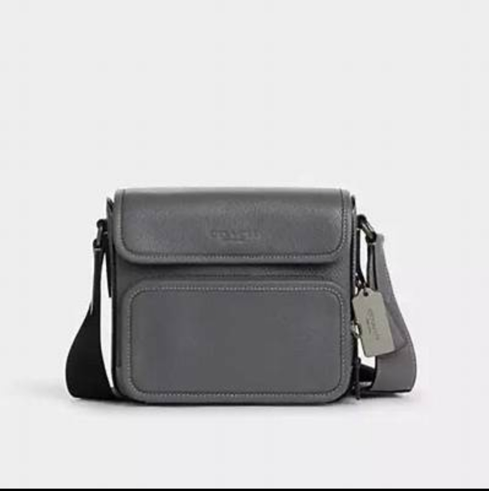 Coach Men's Charcoal Leather Messenger Bag